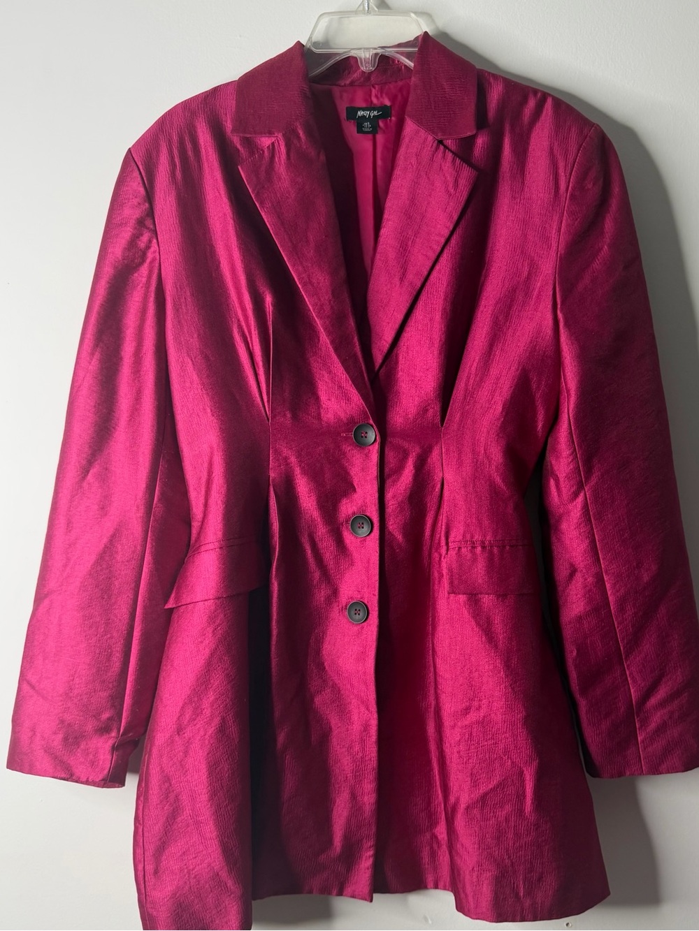 Nasty Gal Fuchsia Satin-Look Blazer